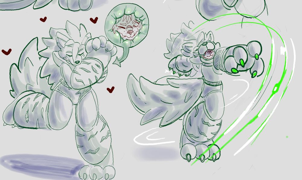 Left figure:

Roxanne wolf cherishing her new host.

Right figure:

Suit and host doing a little slash attack.