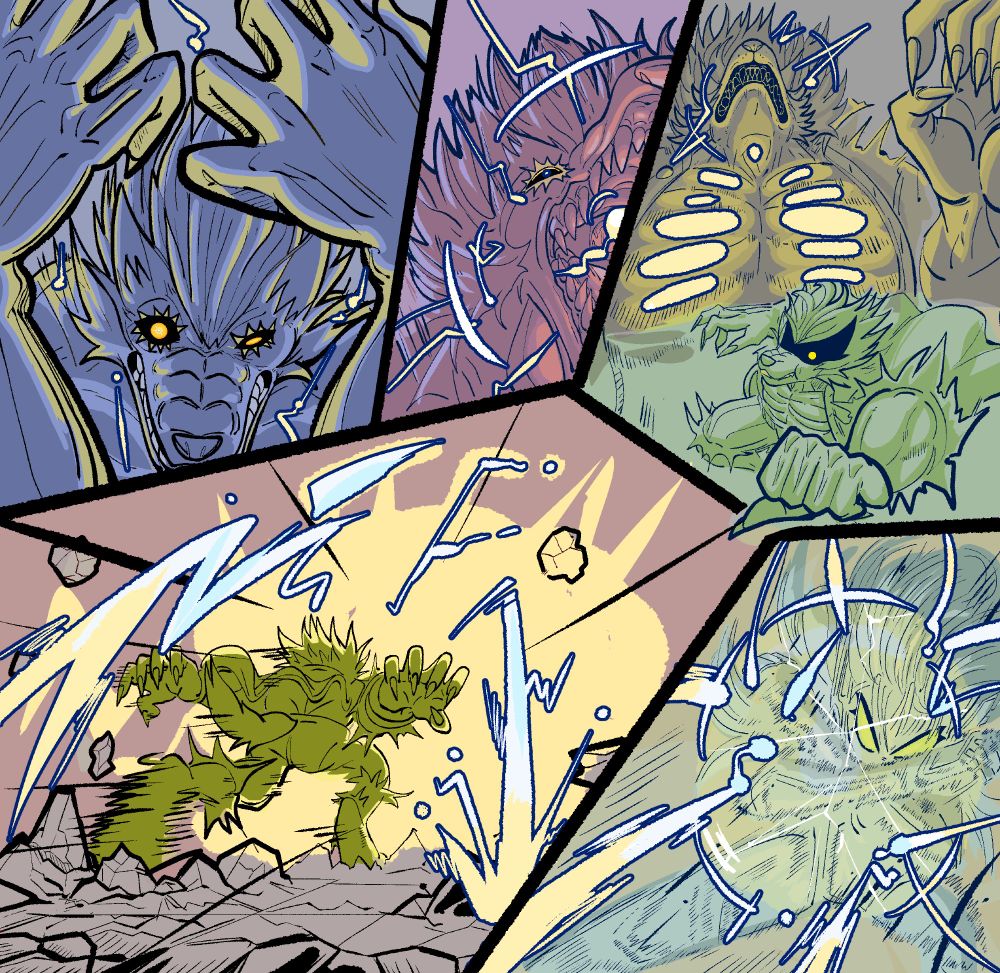 Sometime later the newly suited pair is confronted by the nahobino! (SMT V)

Both suit and host retaliate against their foe through the display of a mighty lighting blast. 