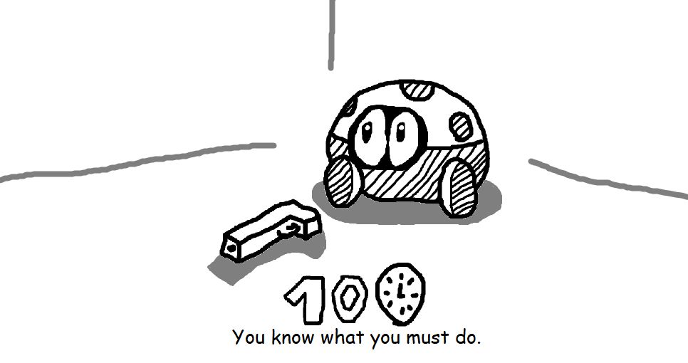 Jimmy the Blinglelorp (the Biddybud) sits alone in an empty room with a loaded gun before him. At the bottom is a ten second timer and text saying "You know what you must do." How badly do you want that Star Coin?