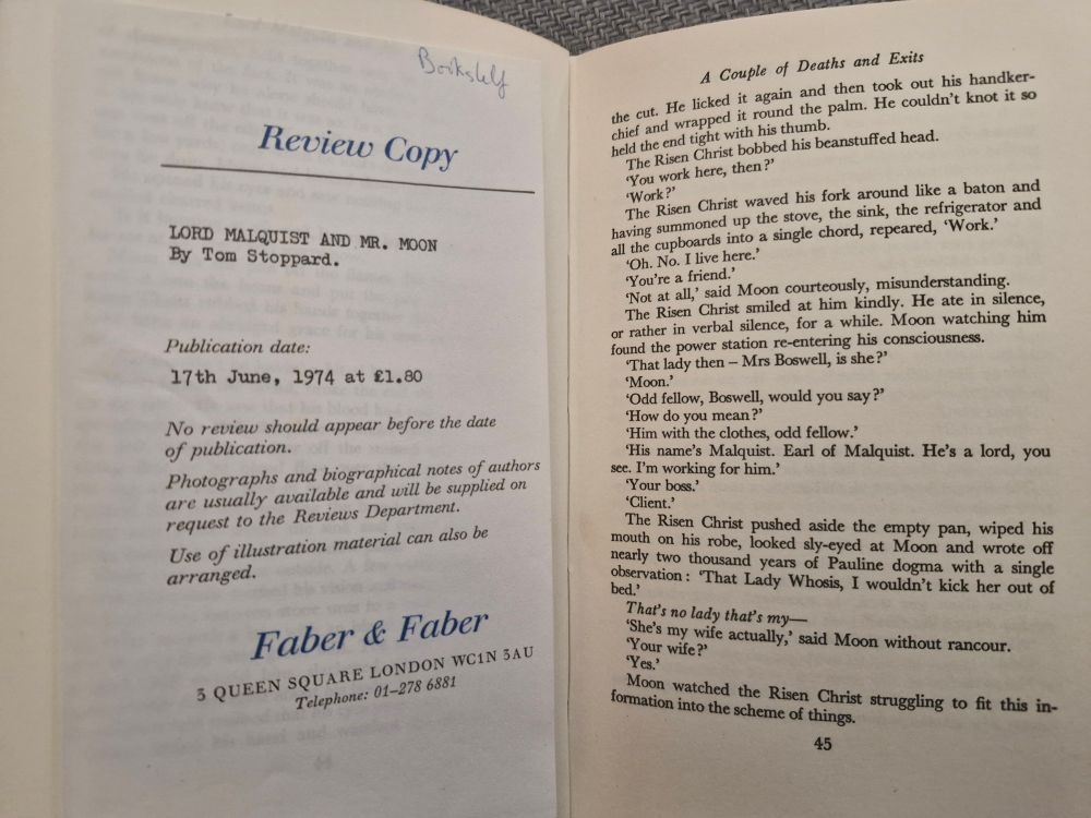 'Lord Malquist and Mr. Moon: A Novel' by Tom Stoppard