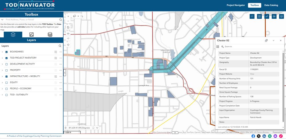 screenshot of the TOD Navigator