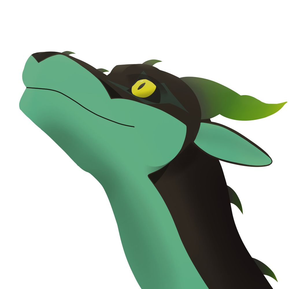 My dragon Zaeraxiad (me) looking up to the left with a slight smile