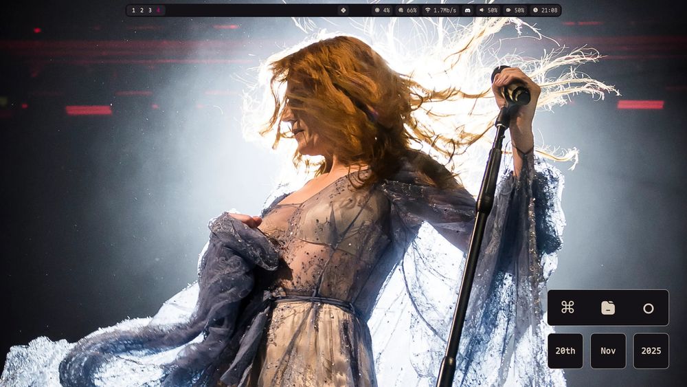 Screenshot of a laptop desktop. It's slowly being populated with little widgets I like.