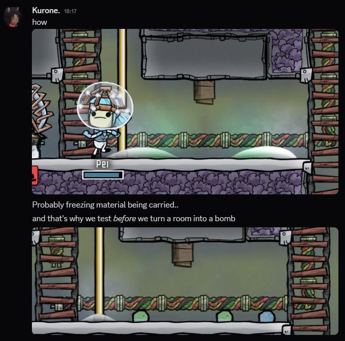 a discord screenshot of me whinging. my silly locks have turned sideways because my soy milk was frozen. 