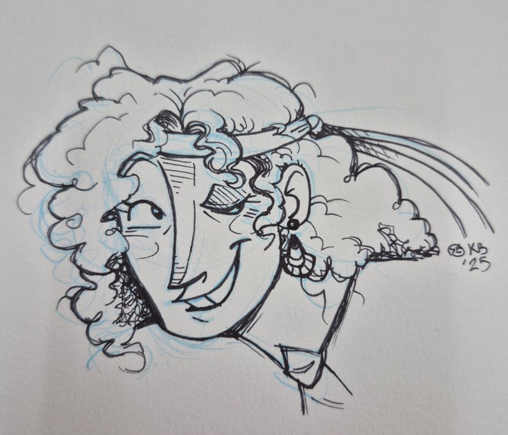 Pen drawing of Thespius Green