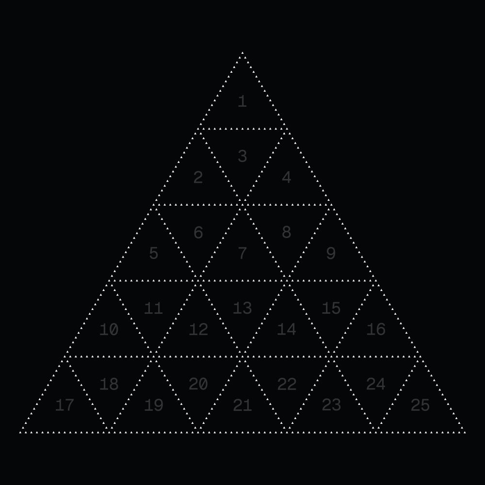 Triangular shaped advent calendar with triangular shaped doors made up of triangular shapes