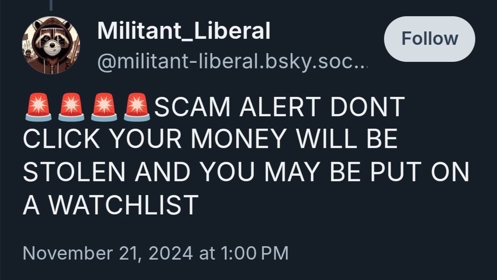 Their reply to my post:

"🚨🚨🚨🚨SCAM ALERT DONT CLICK YOUR MONEY WILL BE STOLEN AND YOU MAY BE PUT ON A WATCHLIST"