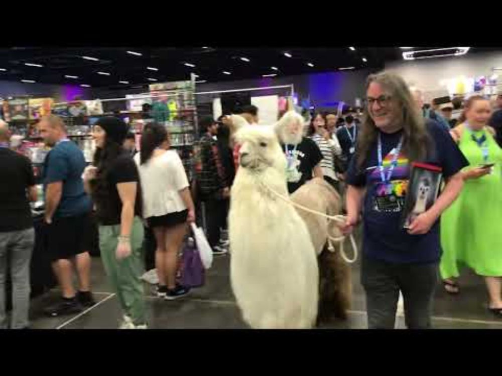 Jeff Minter Walks Around PRGE 2024 With A Llama