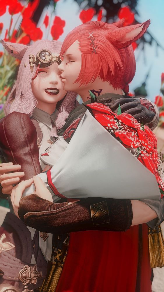 Fox giving flowers to her lover g'raha 