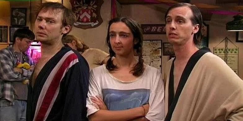 Photo of the slightly damp and improperly dressed incestuous McPoyle siblings from Its Always Sunny in Philadelphia 