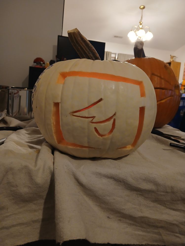 Pumpkin with Ant Tenna's face on it