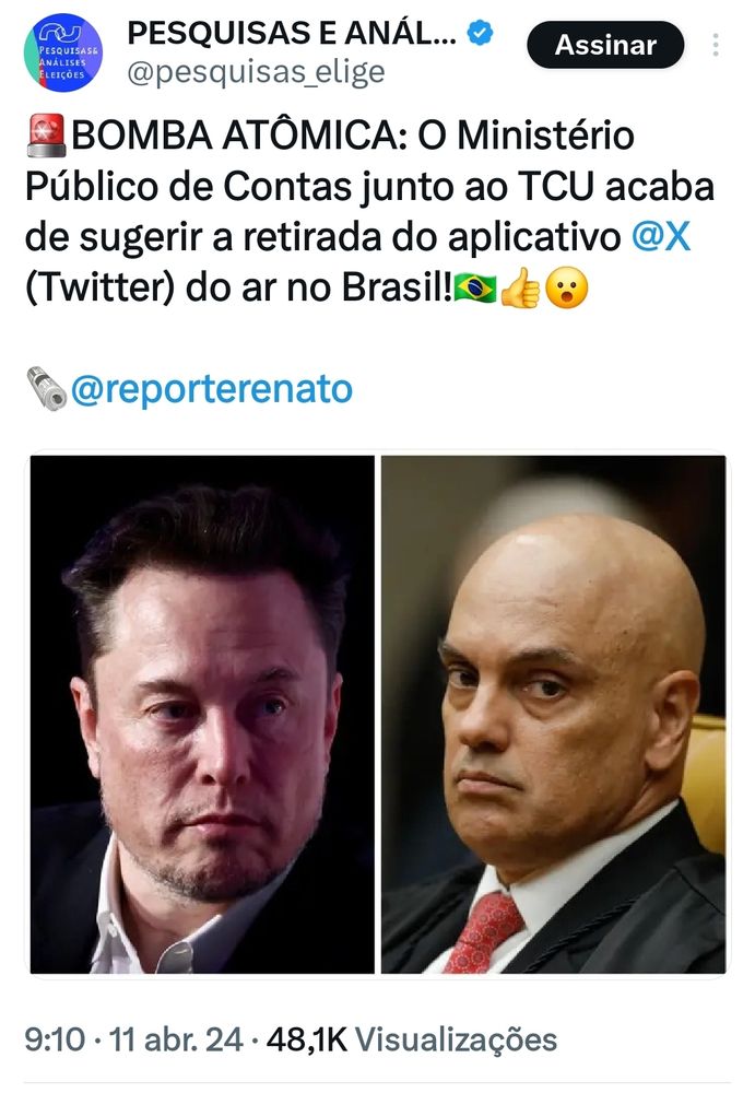 TCU sugere retirada do twitter do ar