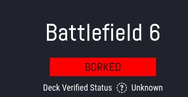 Battlefield 6 bored on protondb. 