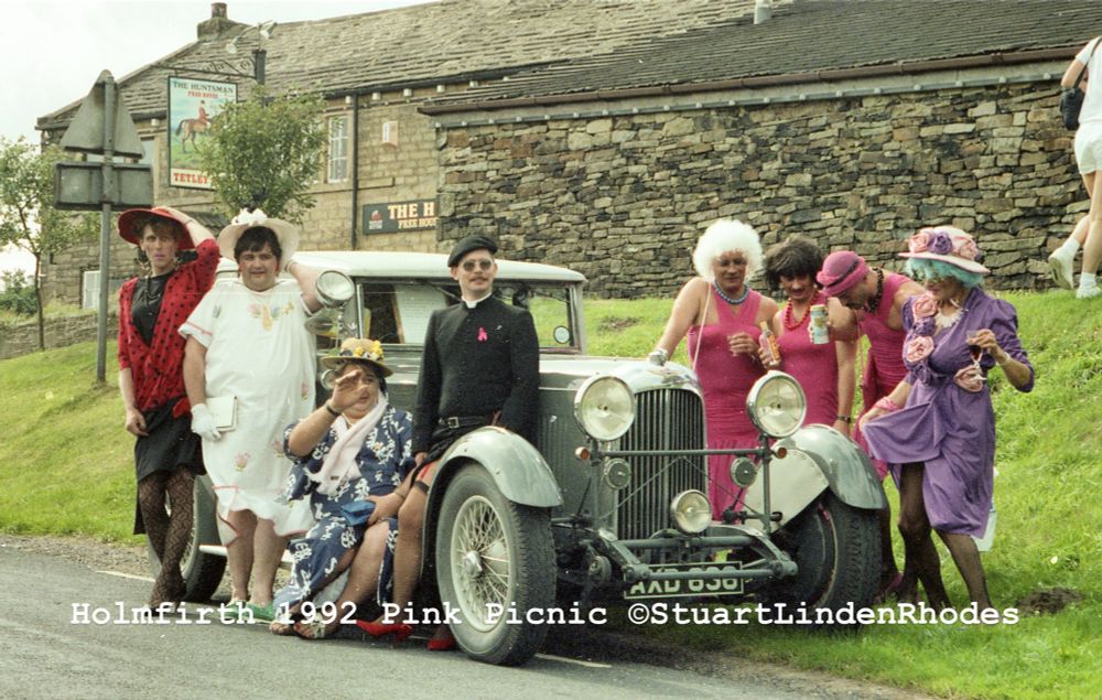 Holmfirth 1992 Pink Picnic ©StuartLindenRhodes as @LindenArchives Photographs may not be used without prior consent. Books, Prints from www.pariahpress.com #gay #lgbtq #queer #pride #europride #photography #gaybooks #queerart #gayhistory @bsky.art #contemporaryart @pariahpress @canalstreetmedia   