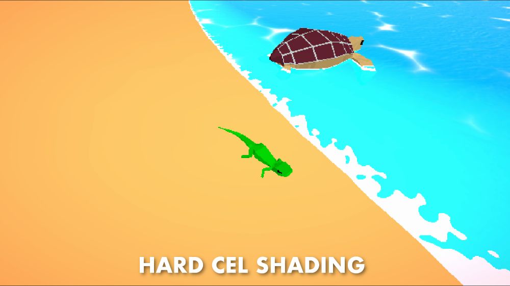 In game photo from my game showing a lizard with hard cel shading.