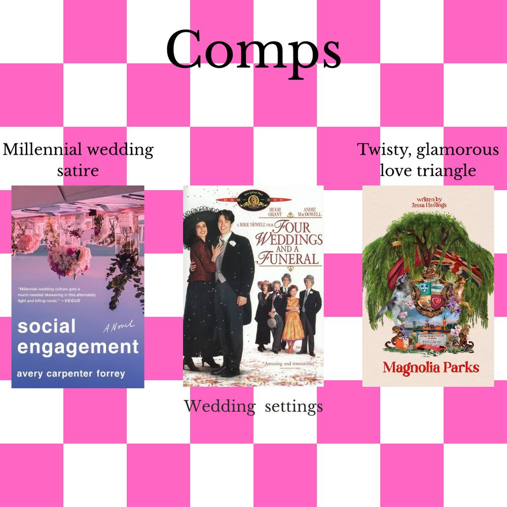 Comps
four weddings and a funeral - Wedding  settings
magnolia parks - Twisty, glamorous love triangle
social engagement - Millennial wedding satire