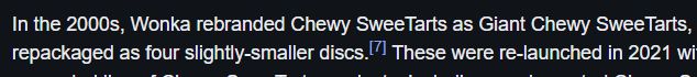 "Wonka" renames Chewy Sweet Tarts to Giant Chewy Sweet Tarts while making them smaller.