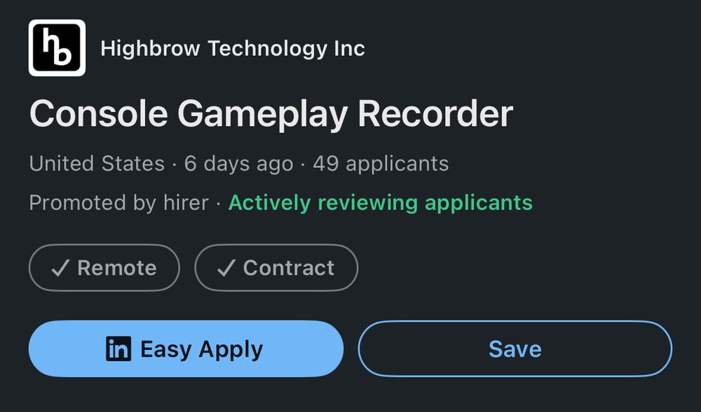 LinkedIn posting for Console Gameplay Recorder