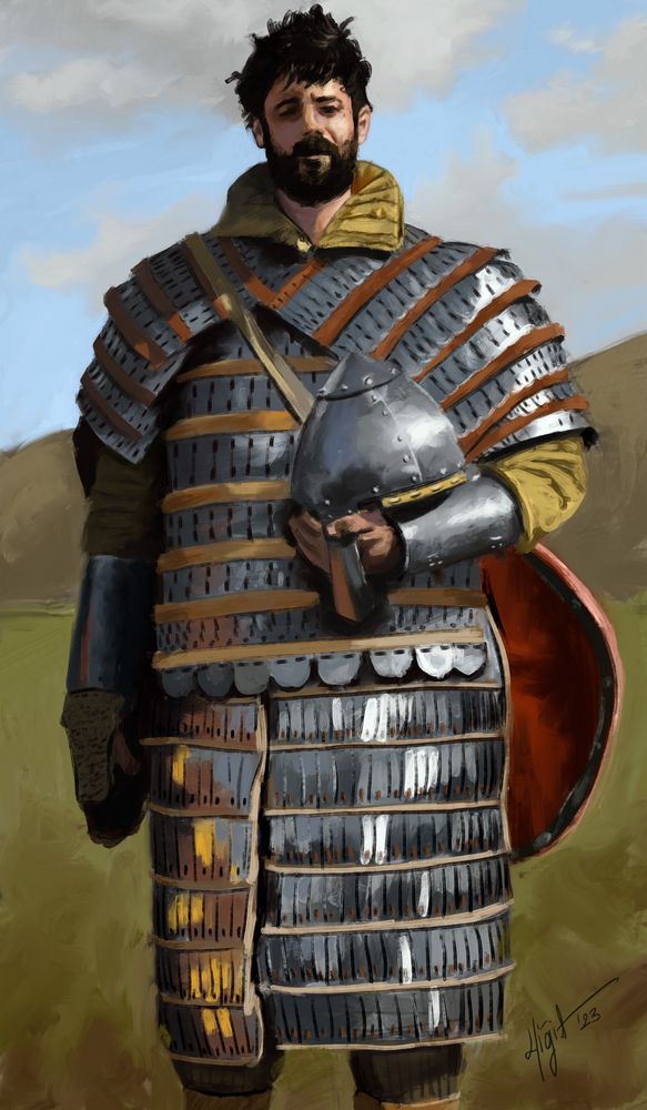 Painting of a man in armor by Yigit Cakar #art