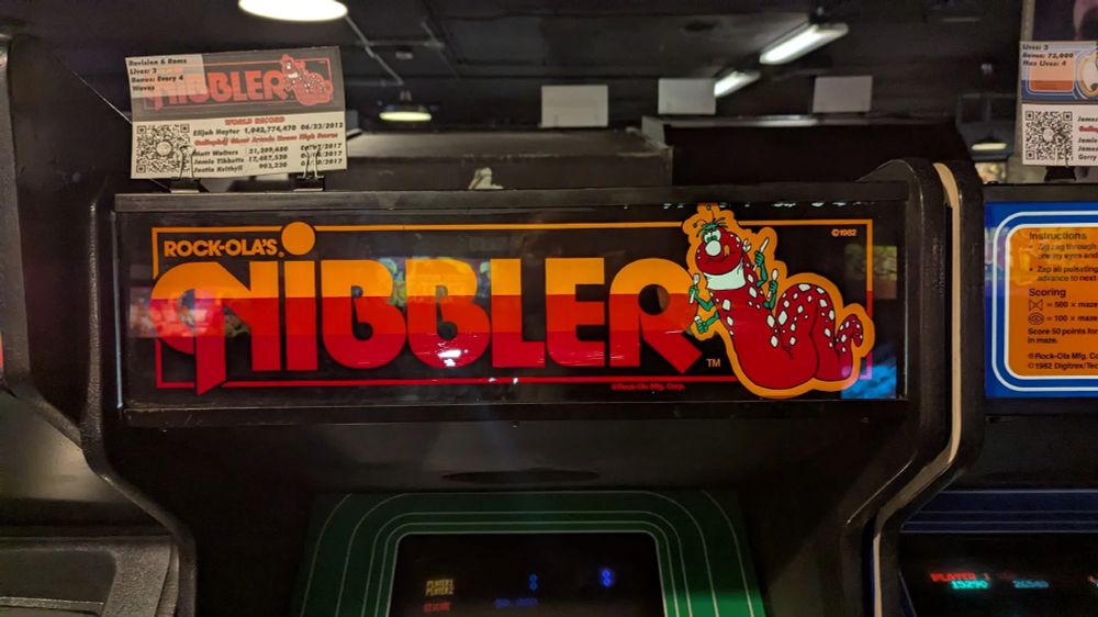 a marquee for the video game Nibbler