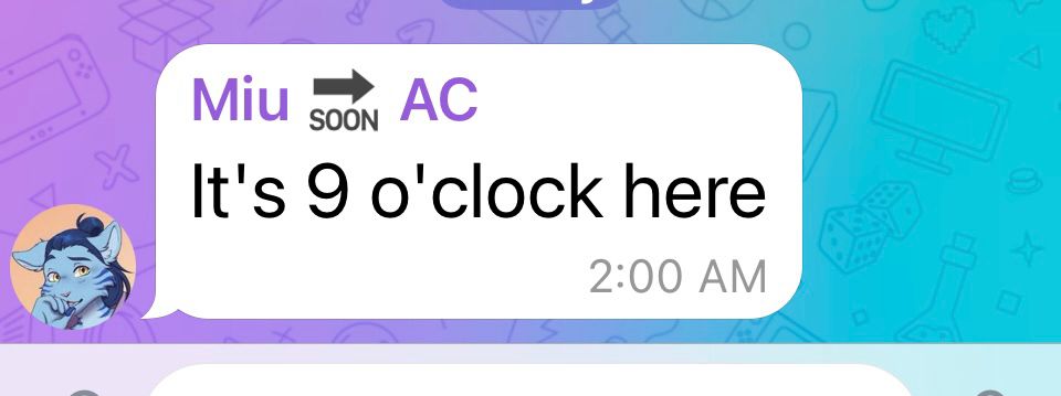 miu tg message saying it’s 9 o clock here