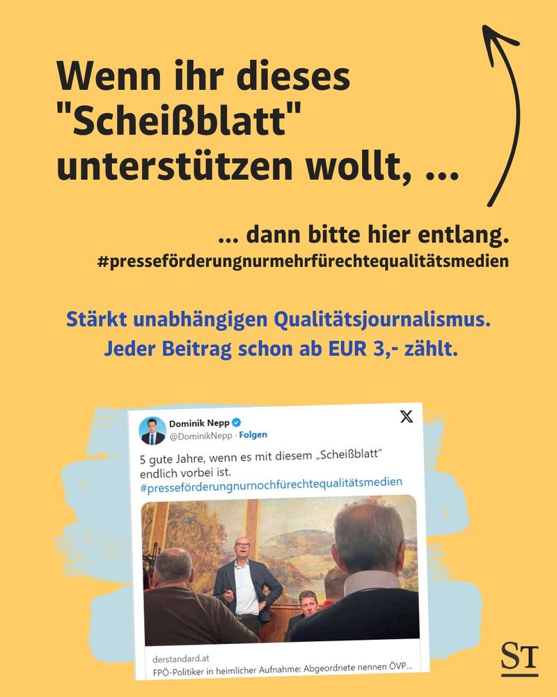 Ein Social-Media-Beitrag mit einem Bild einer Gruppe von Männern.