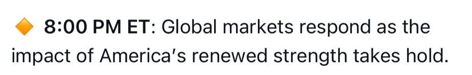 Picture says: 8 p.m. ET: Global Markets respond as the impact of America's renewed strength takes hold
