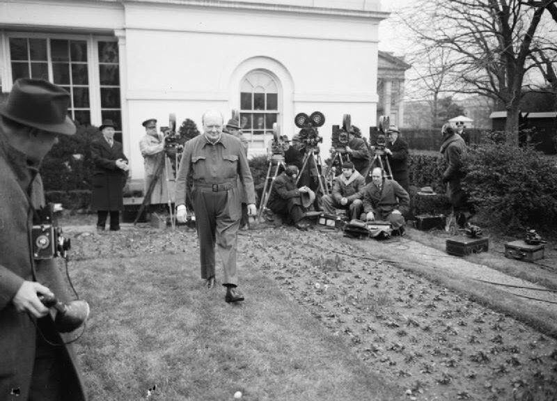 Churchill wearing a boiler suit to the White House during World War Two.
