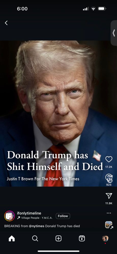 An instagram post claiming Trump shit himself to death 