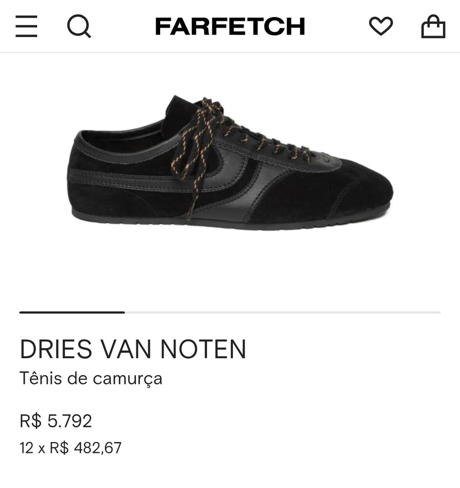 Anúncio de tênis Dries Van Noten por R$ 5.792