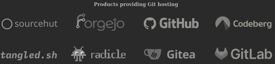 Git hosting providers including Radicle