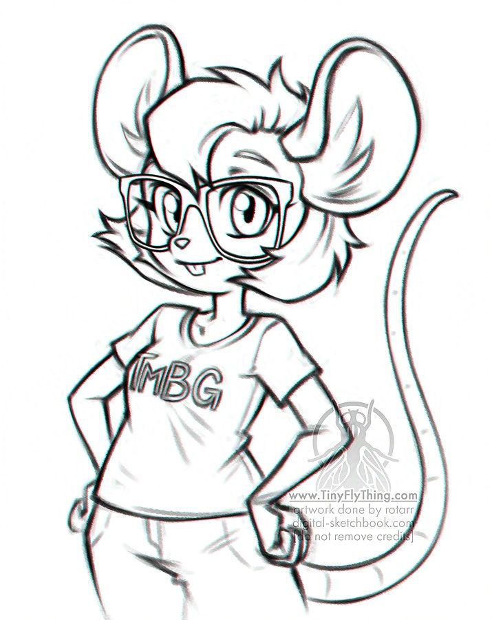 anthro mouse girl looking at the viewer