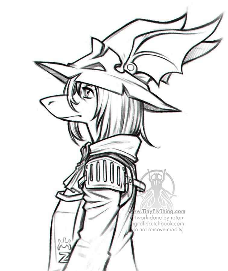 sketch of freya crescent from final fantasy