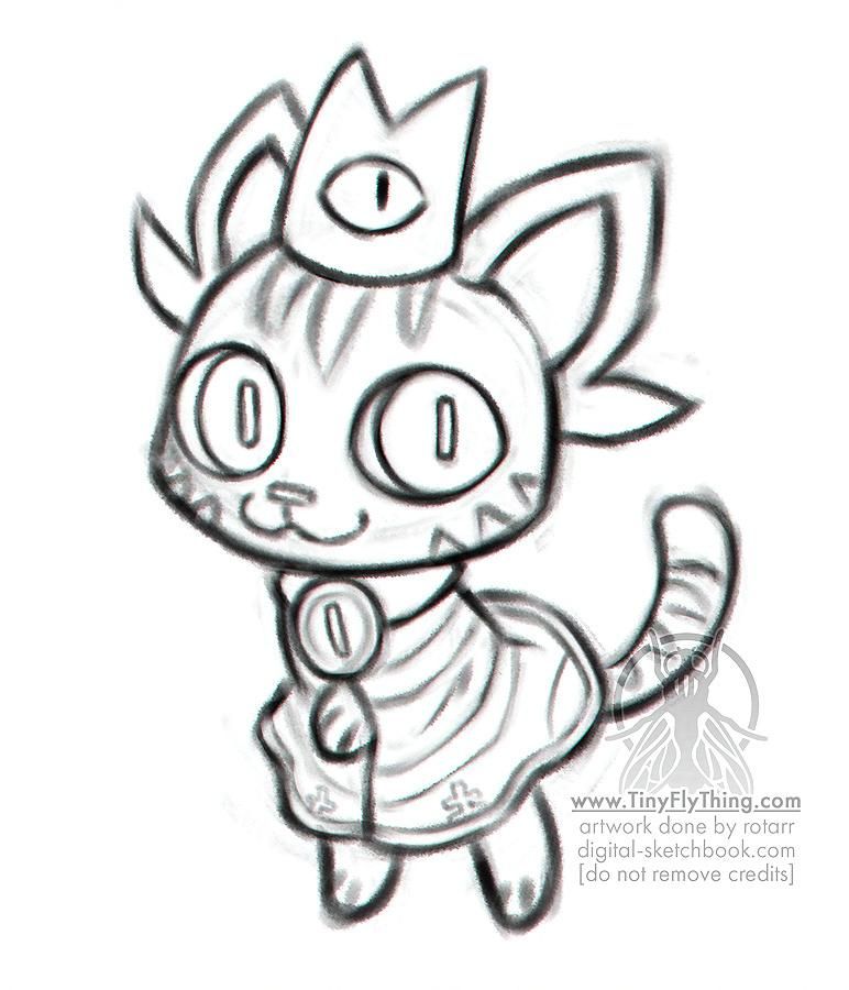 chibi anthro tiger with a crown and a cape on