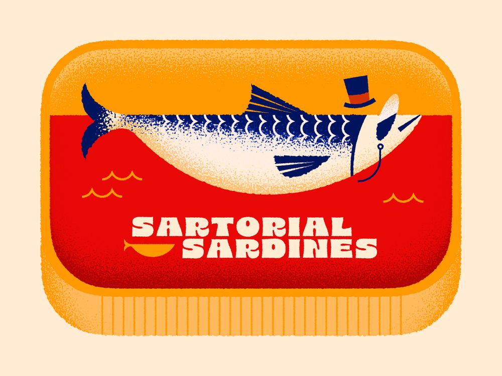 A sartorial sardine can made with Figma Draw