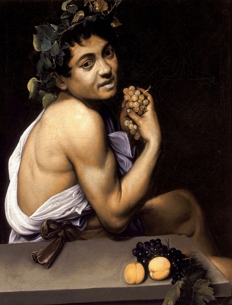 Caravaggio in self portrait as Bacchus
