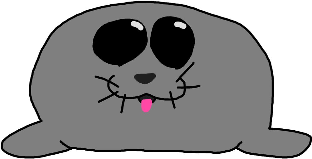 drawn seal with its tongue out