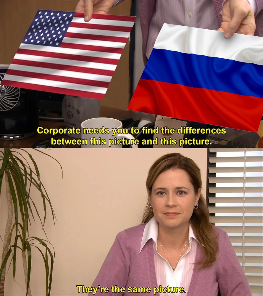 meme de The Office, it’s the same picture amb les banderes USA i Rússia.