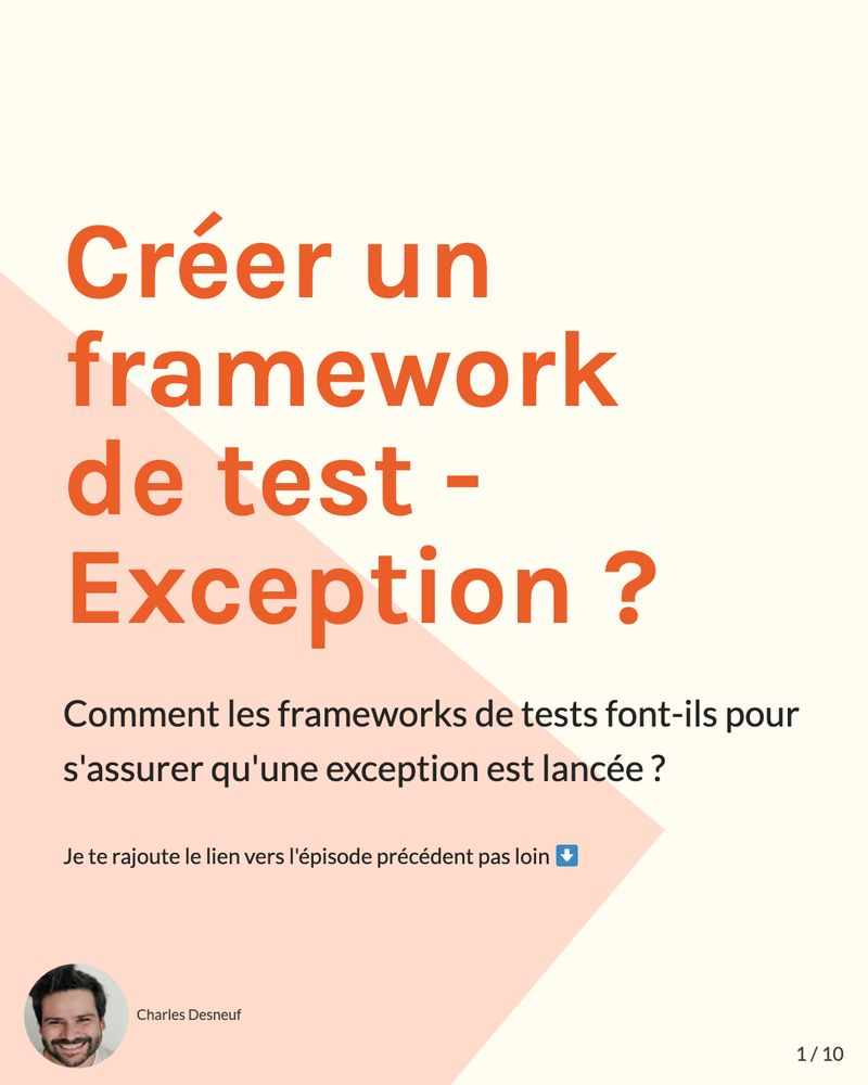 # Créer un framework de test - Exception ?

Comment les frameworks de tests font-ils pour s'assurer qu'une exception est lancée ?

<span class="small">Je te rajoute le lien vers l'épisode précédent pas loin ⬇️</span>