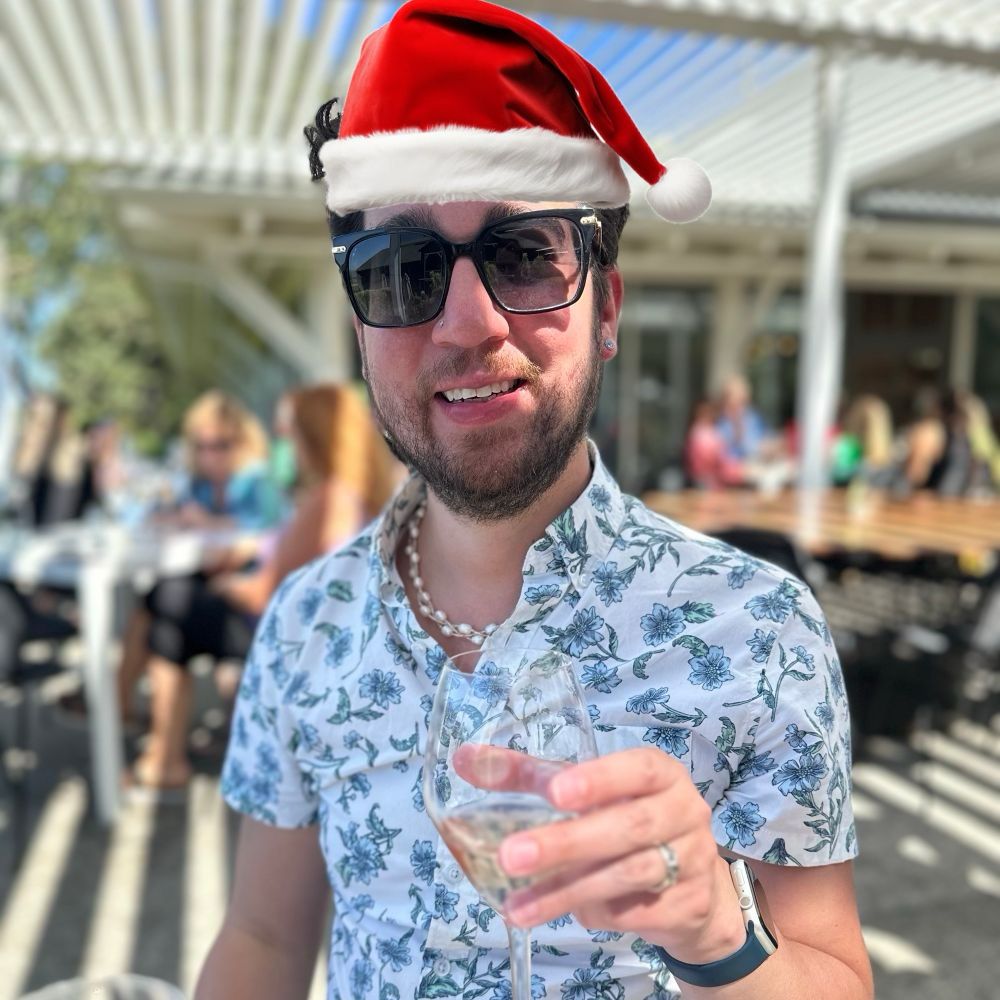 Festive Rafael in a Santa hat