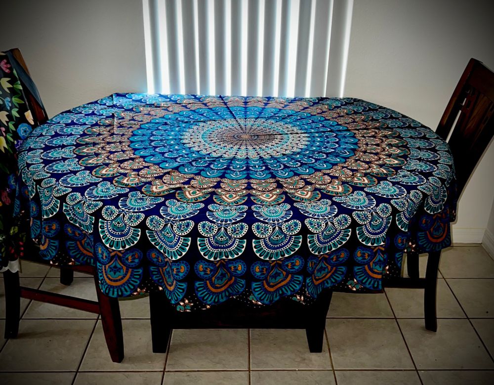 Blue tablecloth