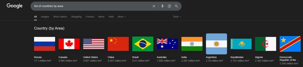 Snip of Google search results for 