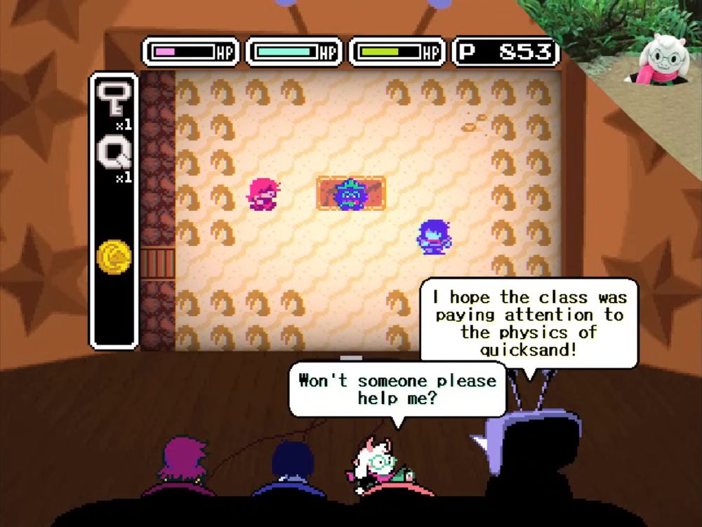 ralsei plush in quicksand referencing toby fox's old touhou related tweet