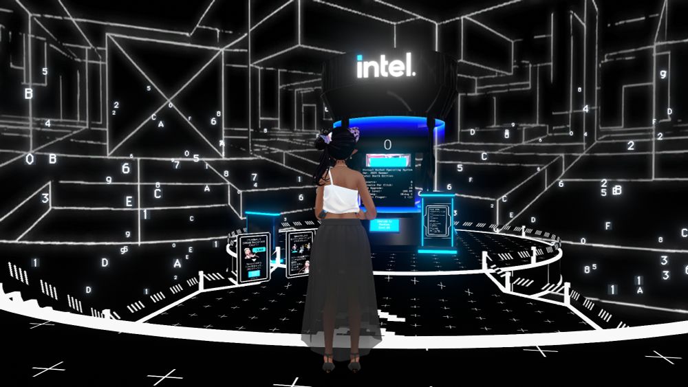 The Intel booth has players inside a pc, upgrading the processor. Each upgrade, the environment and music changes. Cute~~!!