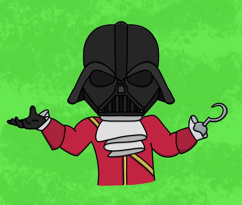 Mashup drawing of Darth Vader and Captain Hook