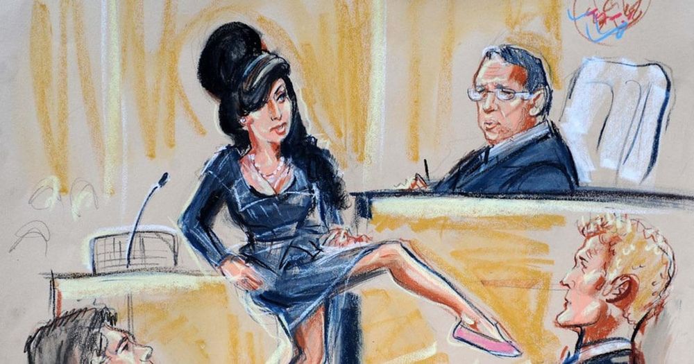 Terrible courtroom sketch of Amy Winehouse 