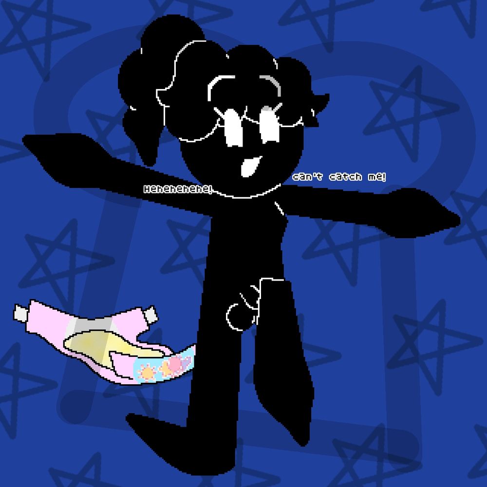 Toast being naughty, running around in her birthday suit.