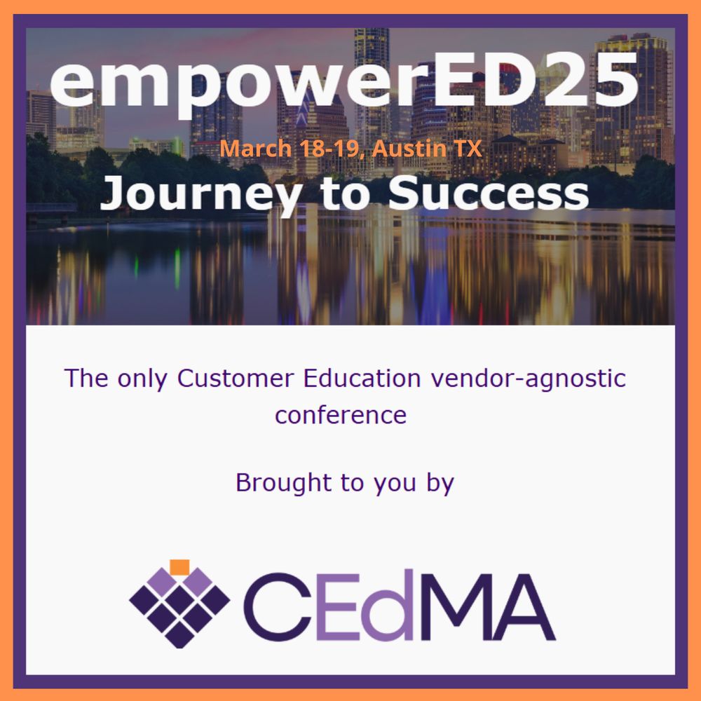 Still time to join #customereducation professionals from around the country at #CEdMA Conference in Austin, TX - March 18-19th!

Join me on Day 1 for "GTM Mindset: Monetizing Education Throughout the Customer Lifecycle." Plus much more from some of the world's brightest customer education practitioners + tech experts. 

Hope to see you next week!

For agenda details, visit the conference site ➡️ https://sites.google.com/cedma.org/empowered25/agenda?authuser=0