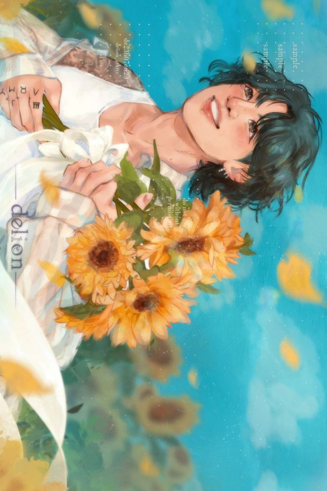 Jungkook who is meet his (unrequited) lover for 171382777 time while holding a bouquet of sunflowers 