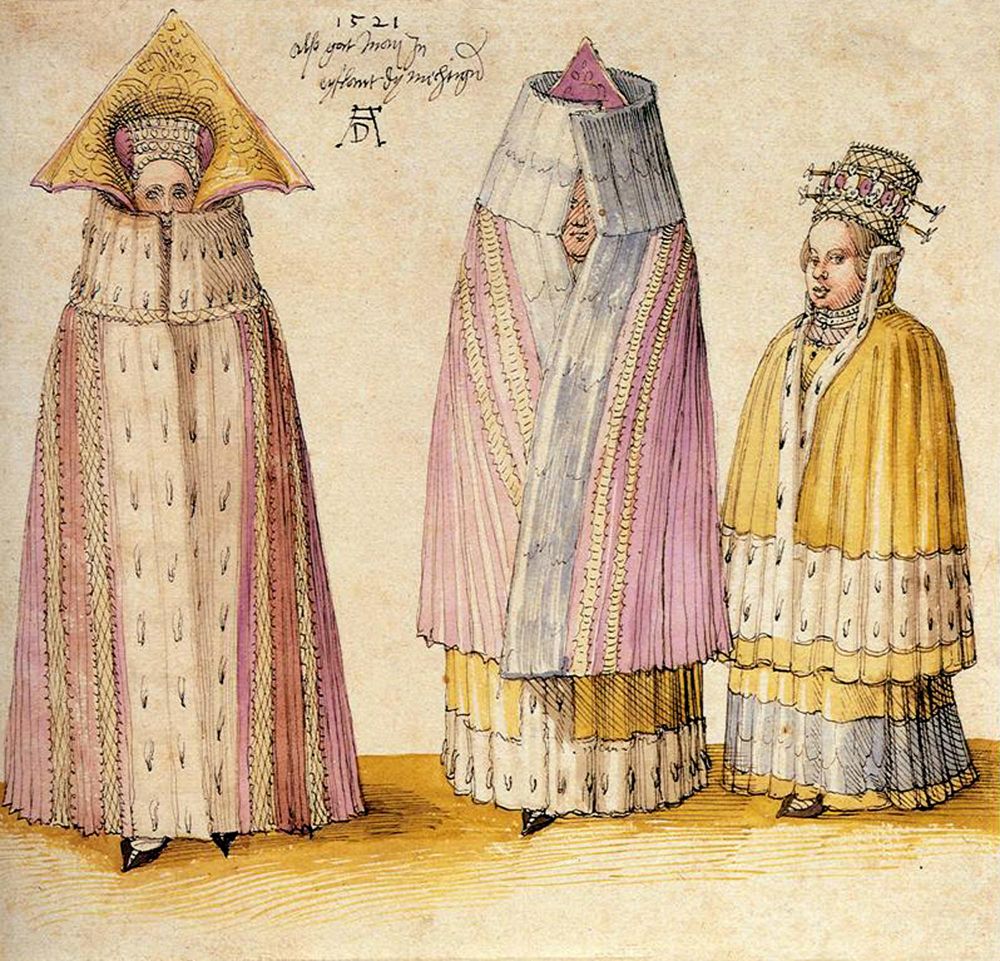 Three Mighty Ladies from Livonia by Albrecht Dürer (1521) watercolour, Paris, Musee du Louvre, Collection Edmond de Rothschild